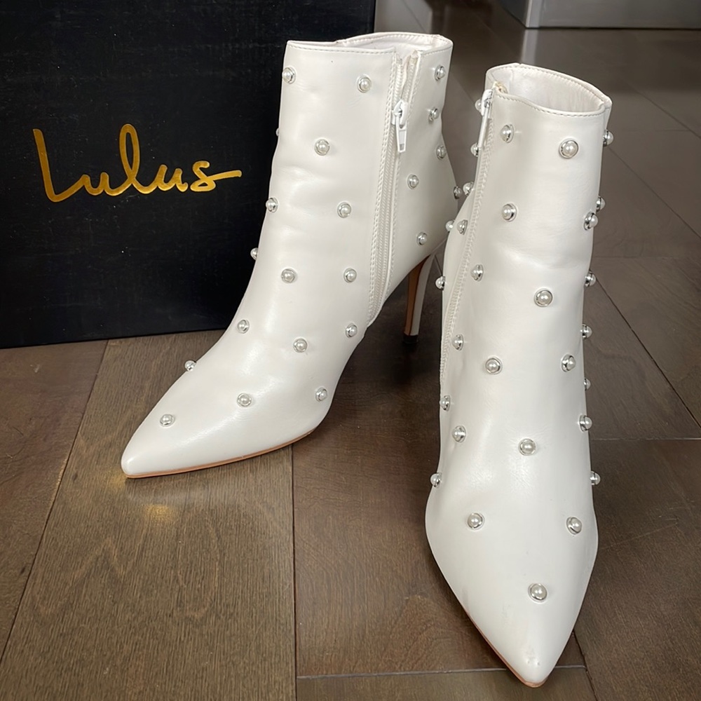 Lulus Studded Pearl Booties